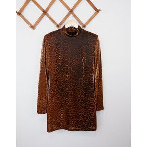 Cosmopolitan Dress the Population Alex Gold Metallic Animal Print Party Dress, L
